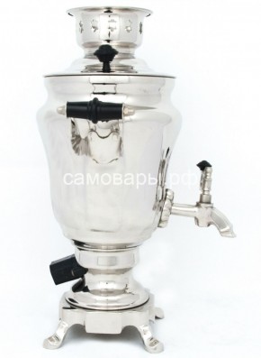 Электрический самовар из латуни никелированный на 1,5 литра форма "Тюльпан" с защитой от выкипания в Пуровске - purovsk.mebel-74.com | фото