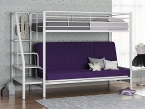 Кровать двухъярусная с диваном "Мадлен-3" (Белый/Фиолетовы) в Пуровске - purovsk.mebel-74.com | фото