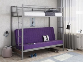 Кровать двухъярусная с диваном "Мадлен" (Серый/Фиолетовый) в Пуровске - purovsk.mebel-74.com | фото