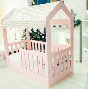 Кровать-домик без ящика 800*1600 (Розовый) в Пуровске - purovsk.mebel-74.com | фото