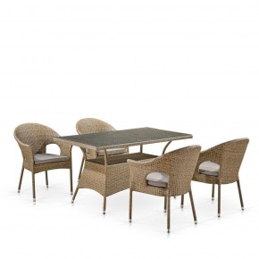 Обеденный комплект плетеной мебели T198B/Y79B-W56 Light Brown (4+1) в Пуровске - purovsk.mebel-74.com | фото