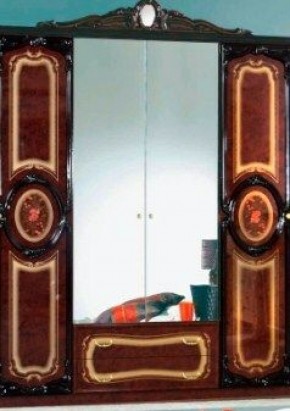 Шкаф 4-х дверный с зеркалами (01.144) Роза (могано) в Пуровске - purovsk.mebel-74.com | фото
